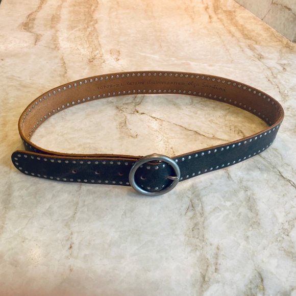 Olga Santini Womens Leather Studded Belt Brown Silver Italy Large - Picture 6 of 8